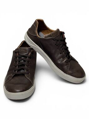 OluKai Men's Lae‘ahi Lī ‘Ili Leather Sneakers Dark Java Brown Size 8.5